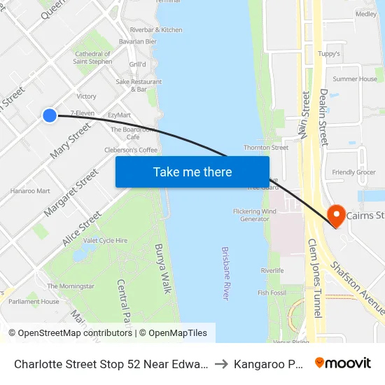 Charlotte Street Stop 52 Near Edward St to Kangaroo Point map