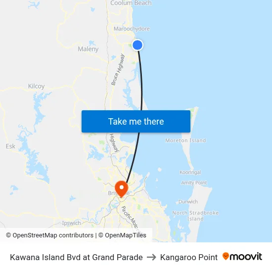 Kawana Island Bvd at Grand Parade to Kangaroo Point map