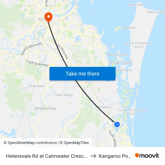 Helensvale Rd at Calmwater Crescent to Kangaroo Point map