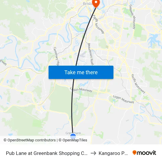 Pub Lane at Greenbank Shopping Centre to Kangaroo Point map