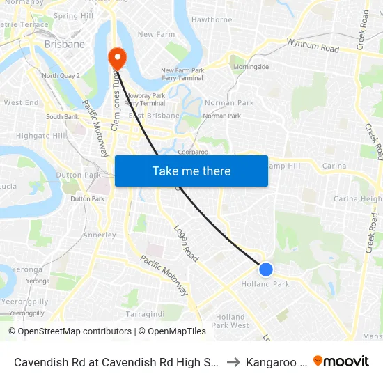 Cavendish Rd at Cavendish Rd High School, Stop 41 to Kangaroo Point map
