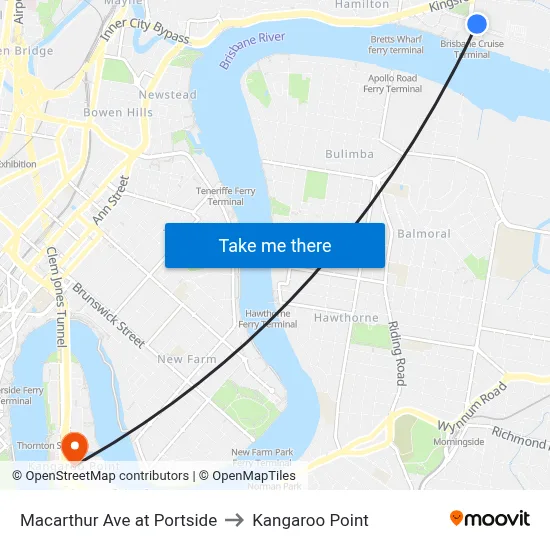 Macarthur Ave at Portside to Kangaroo Point map