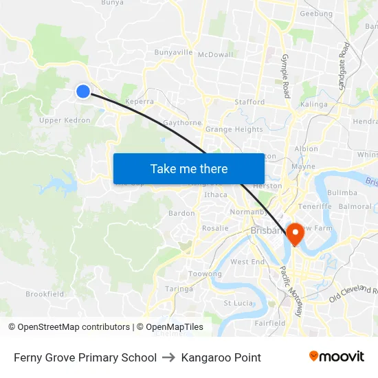 Ferny Grove Primary School to Kangaroo Point map