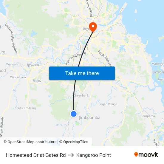 Homestead Dr at Gates Rd to Kangaroo Point map