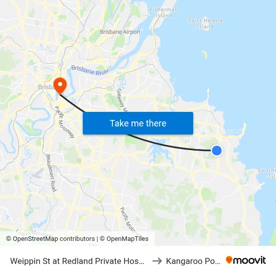 Weippin St at Redland Private Hospital to Kangaroo Point map