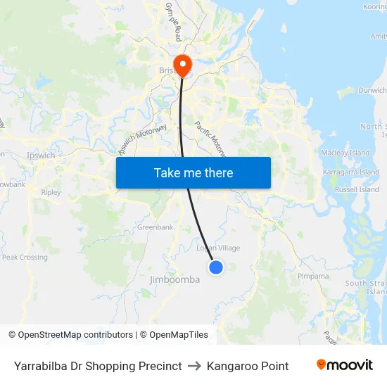 Yarrabilba Dr Shopping Precinct to Kangaroo Point map