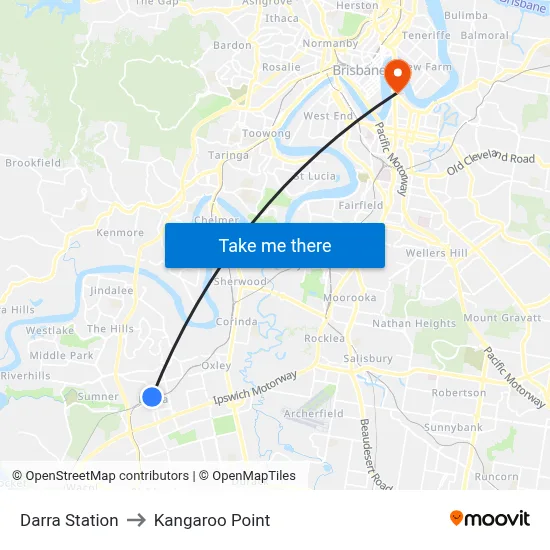 Darra Station to Kangaroo Point map
