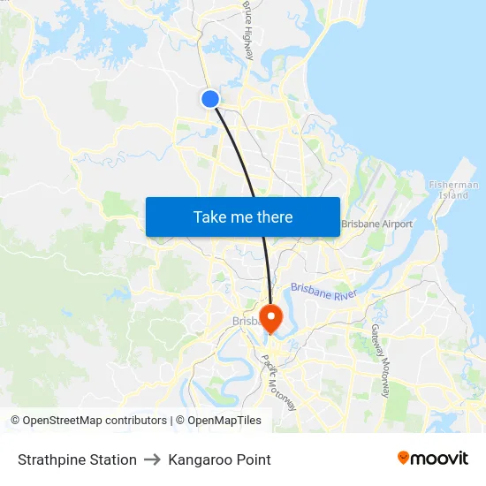 Strathpine Station to Kangaroo Point map