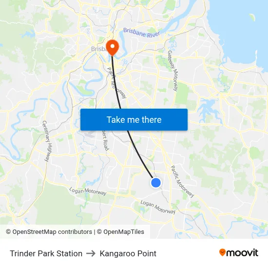 Trinder Park Station to Kangaroo Point map