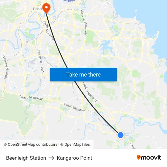 Beenleigh Station to Kangaroo Point map