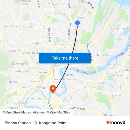 Bindha Station to Kangaroo Point map