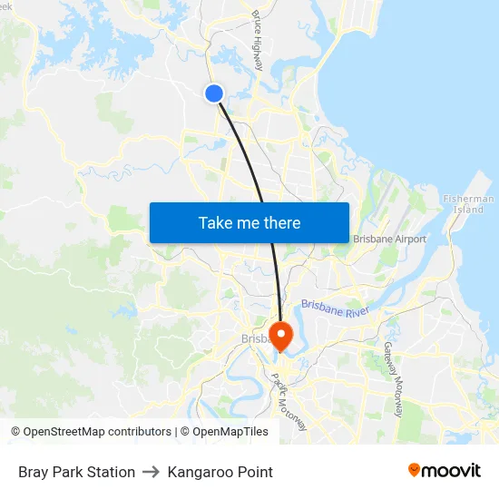 Bray Park Station to Kangaroo Point map