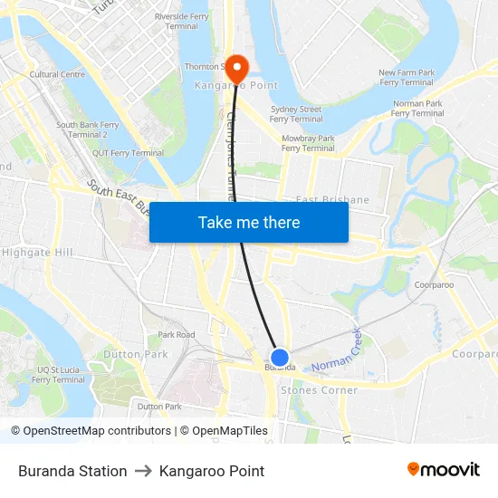 Buranda Station to Kangaroo Point map