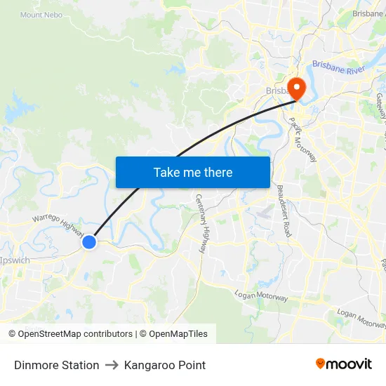 Dinmore Station to Kangaroo Point map