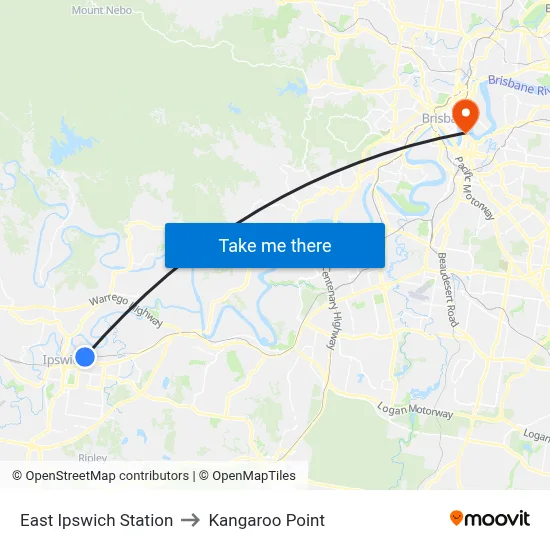 East Ipswich Station to Kangaroo Point map
