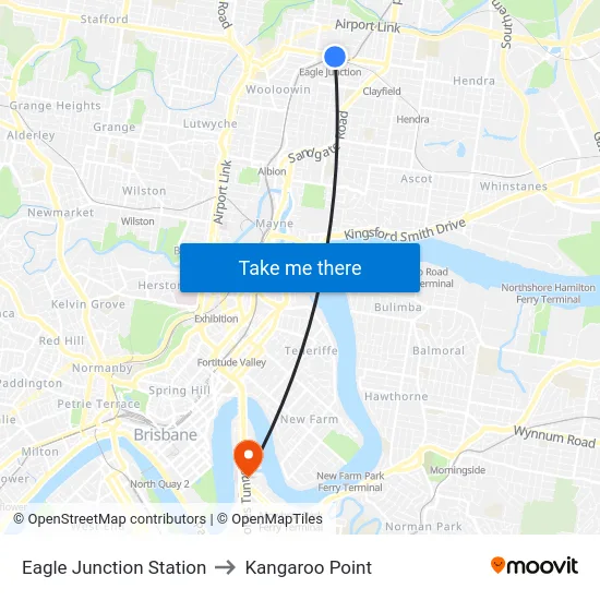 Eagle Junction Station to Kangaroo Point map