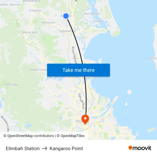 Elimbah Station to Kangaroo Point map