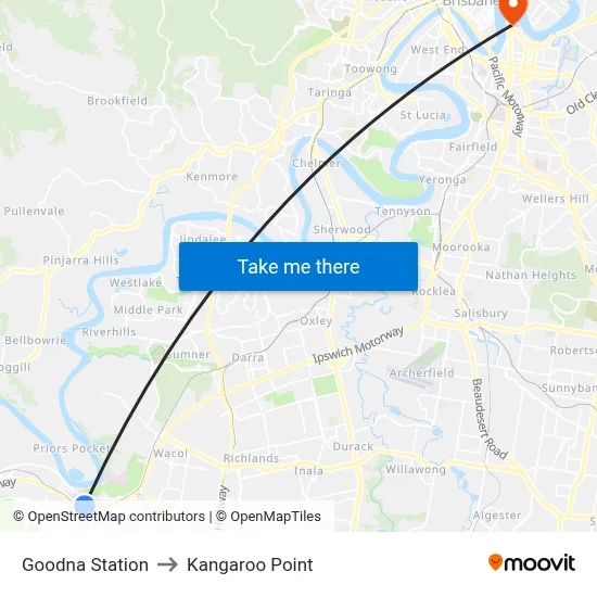 Goodna Station to Kangaroo Point map