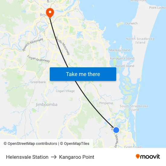 Helensvale Station to Kangaroo Point map