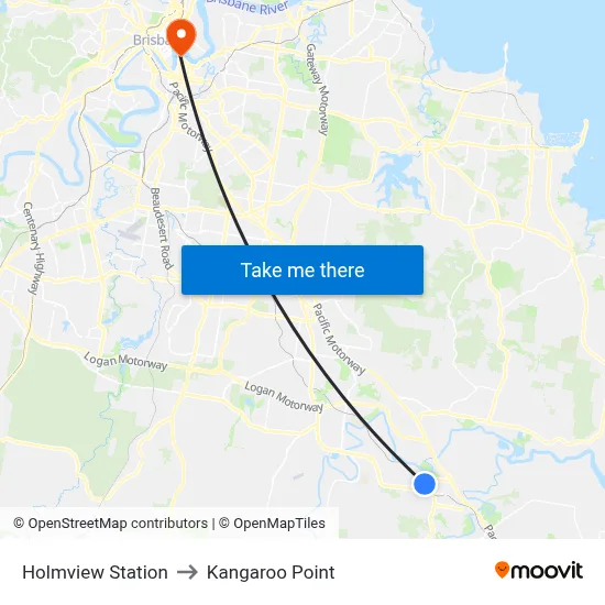 Holmview Station to Kangaroo Point map
