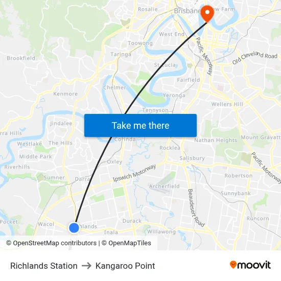 Richlands Station to Kangaroo Point map