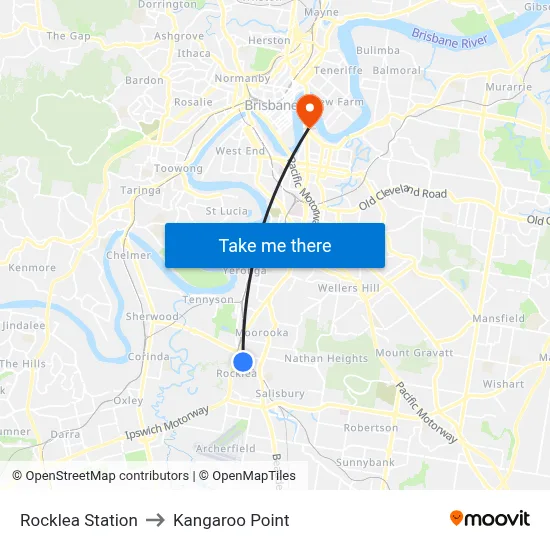 Rocklea Station to Kangaroo Point map