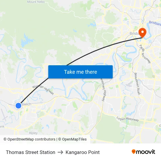 Thomas Street Station to Kangaroo Point map