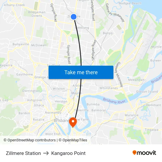Zillmere Station to Kangaroo Point map