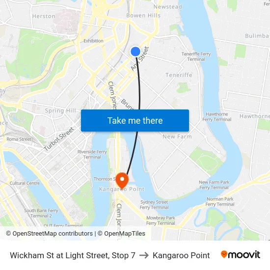 Wickham St at Light Street, Stop 7 to Kangaroo Point map