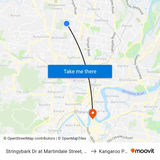 Stringybark Dr at Martindale Street, Stop 47 to Kangaroo Point map