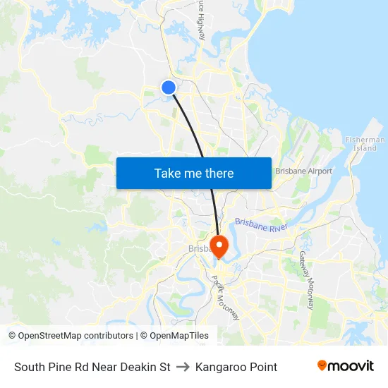 South Pine Rd Near Deakin St to Kangaroo Point map