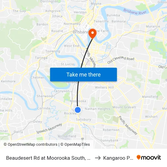 Beaudesert Rd at Moorooka South, Stop 38 to Kangaroo Point map