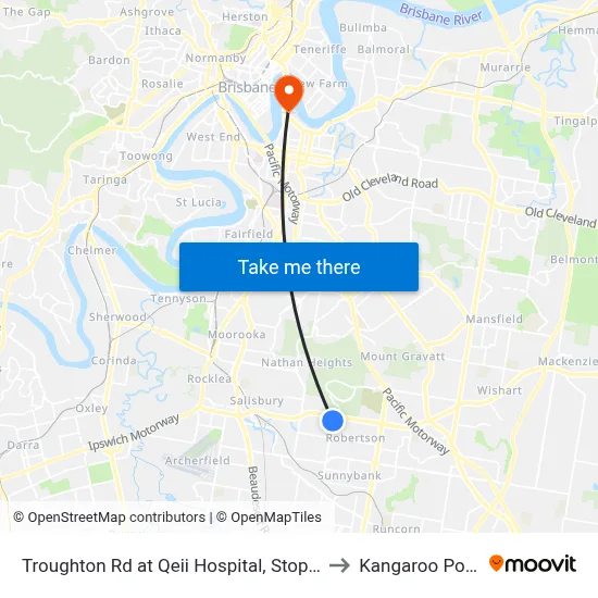 Troughton Rd at Qeii Hospital, Stop 37 to Kangaroo Point map