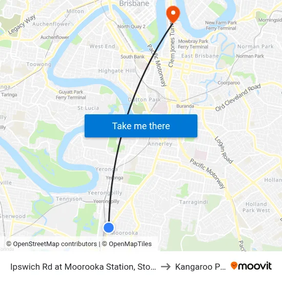 Ipswich Rd at Moorooka Station, Stop 38/39 to Kangaroo Point map