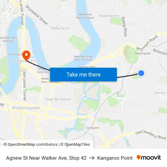 Agnew St Near Walker Ave, Stop 42 to Kangaroo Point map