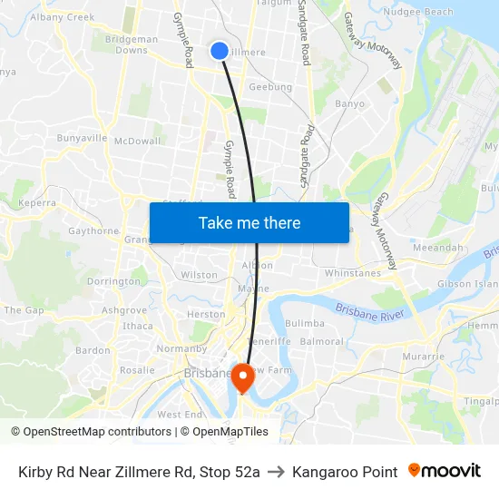 Kirby Rd Near Zillmere Rd, Stop 52a to Kangaroo Point map