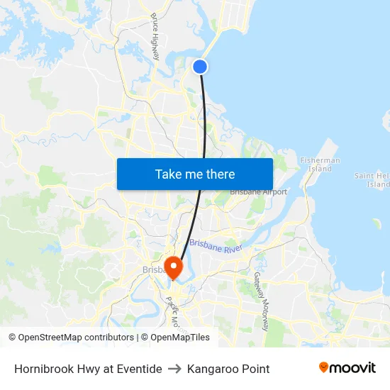 Hornibrook Hwy at Eventide to Kangaroo Point map