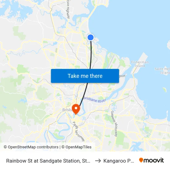 Rainbow St at Sandgate Station, Stop 33 to Kangaroo Point map
