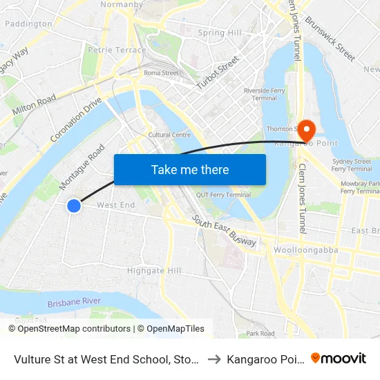 Vulture St at West End School, Stop 9 to Kangaroo Point map