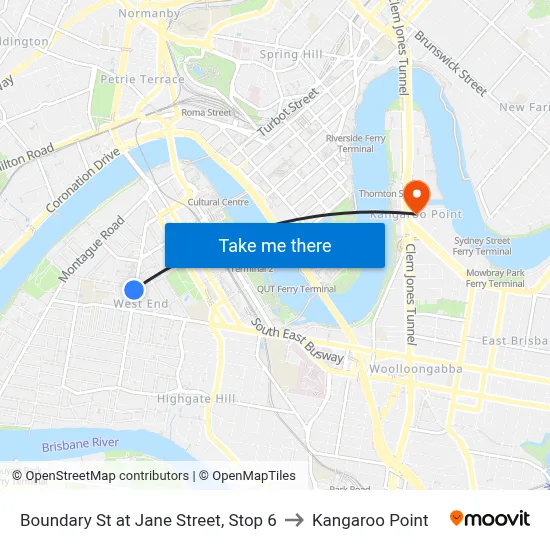 Boundary St at Jane Street, Stop 6 to Kangaroo Point map