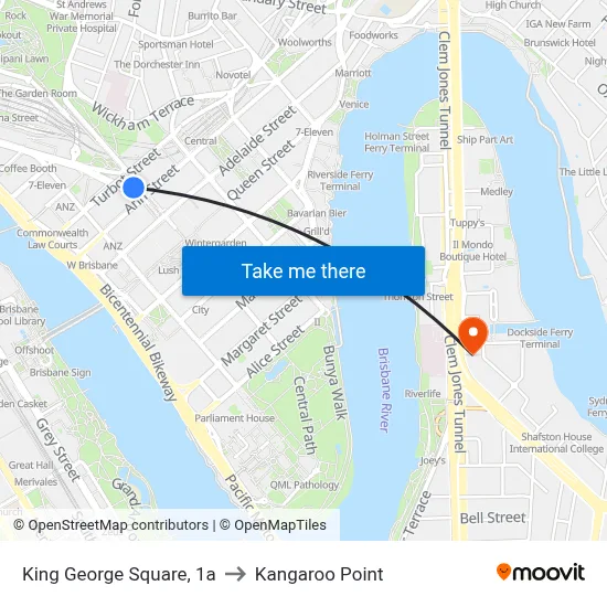 King George Square, 1a to Kangaroo Point map