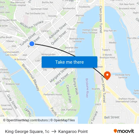 King George Square, 1c to Kangaroo Point map