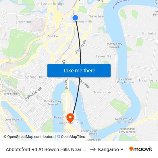 Abbotsford Rd At Bowen Hills Near Edgar St to Kangaroo Point map