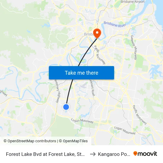 Forest Lake Bvd at Forest Lake, Stop B to Kangaroo Point map