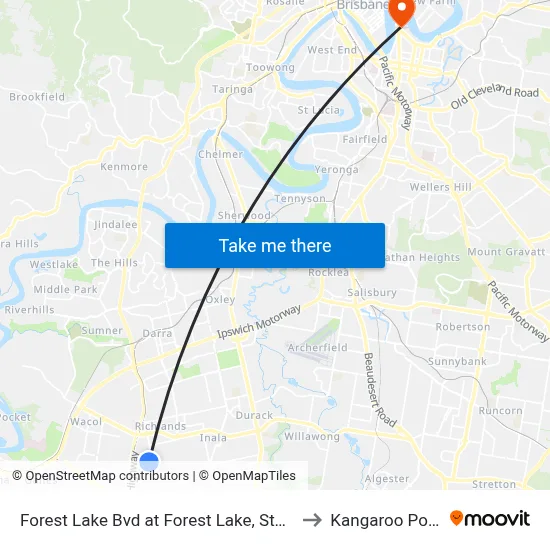 Forest Lake Bvd at Forest Lake, Stop E to Kangaroo Point map