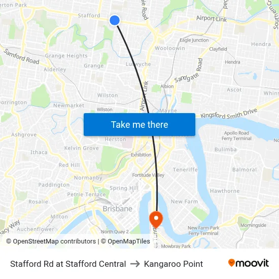 Stafford Rd at Stafford Central to Kangaroo Point map