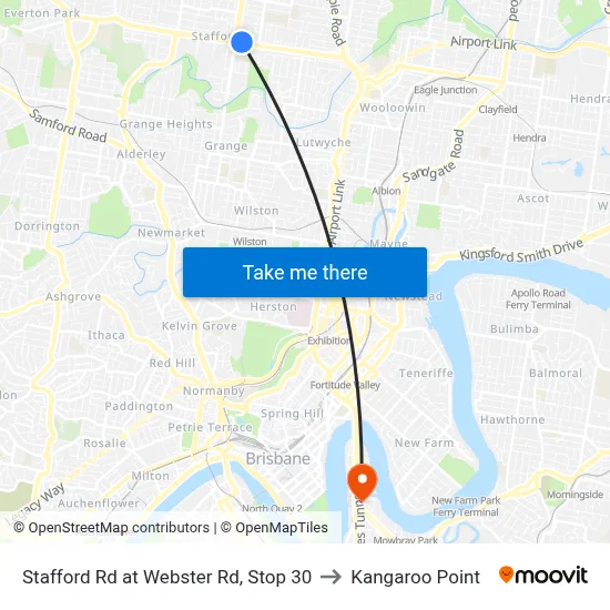 Stafford Rd at Webster Rd, Stop 30 to Kangaroo Point map
