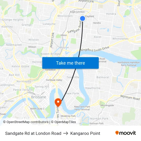 Sandgate Rd at London Road to Kangaroo Point map