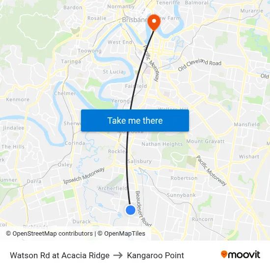 Watson Rd at Acacia Ridge to Kangaroo Point map