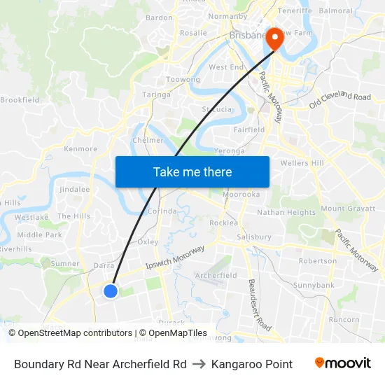 Boundary Rd Near Archerfield Rd to Kangaroo Point map
